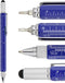 HeTaoCat Metal Multi-tool - 6-in-1 Stylus Pen with Screwdriver, Ruler, Bubble Level, and Ballpoint Pen (Blue)