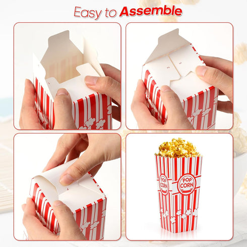 ZEEGOO 16 Pack Popcorn Boxes, 46 Oz Capacity Popcorn Bucket Containers, Durable Movie Night Supplies for Family Party,