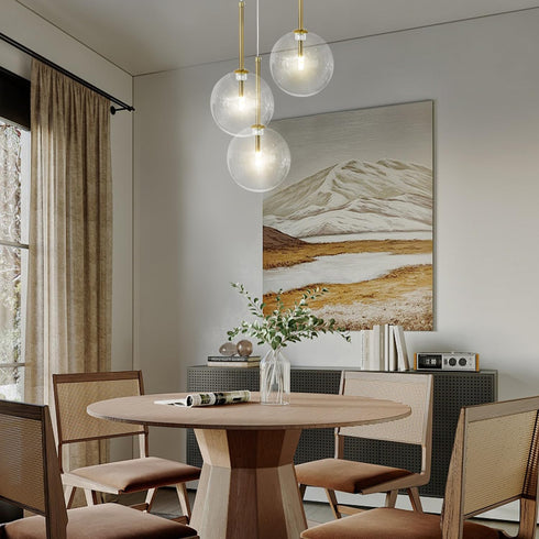 6" 1-Light Mini Glass Bubble Chandelier Light Fixture Gold, Clear Globe Glass Pendant Lighting Ball Chandeliers