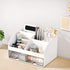 Desk Organizer with 6 Compartments and 2 Drawers, Plastic Makeup Organizer, Pen Holder for School, Home, Office