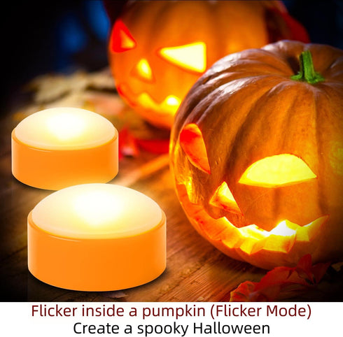 CANDLE IDEA 6 PCS Halloween Pumpkin LED Lights with Remote Timer Bright Flickering Battery Operated Jack-O-Lantern Electric Flameless Candles for Halloween Decorations Gift Supplies Orange Color by CANDLE IDEA