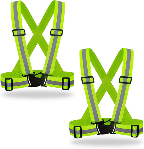 2 Pack Hi Vis Safety Vests, Adjustable Neon Color High Visibility Reflective Gear for Traffic Control
