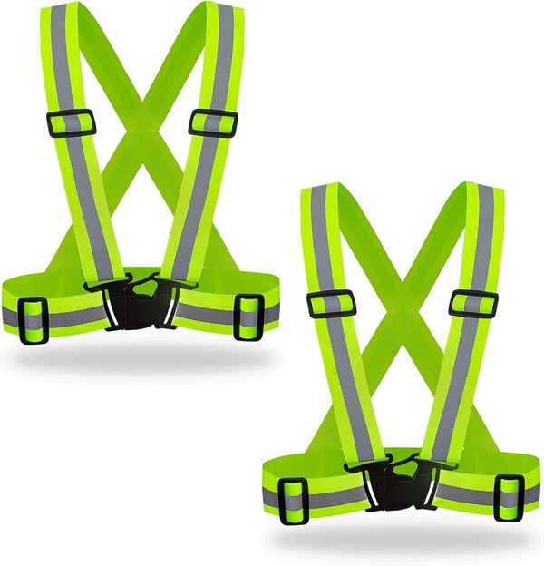 2 Pack Hi Vis Safety Vests, Adjustable Neon Color High Visibility Reflective Gear for Traffic Control