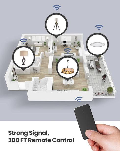 300 1500W Programmable, Zoiinet Remote Control Outlet Plug Switch, Buckle Design & Removable Wireless Light Switch, ft