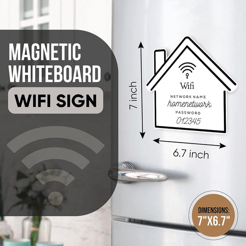 Magnetic WiFi Password Whiteboard Magnet | VRBO Airbnb Dry Erase Board Fridge Magnet for Guests | Modern Simple Design for Room Décor | 7 in. x 6.7 in.