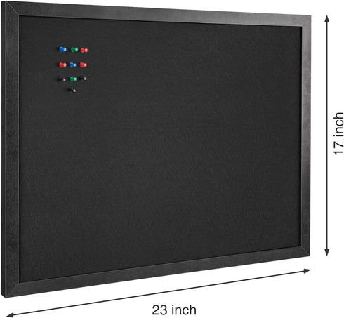 OWLKELA 17'' x 23'' Black Framed Cork Board with Felt, Decorative Hanging Pin Board, Ideal for Office, School, and Home