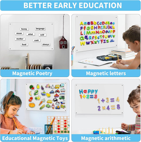 Magnetic Board, 17.1" x 11.8" Magnet Display for Wall, Refrigerator, Compartment, Cabinet with Dual Lock Tape for Easy