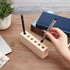 OLYCRAFT 6-Hole Wood Desktop Pen Holder, Rustic Wooden Pen Organizer for Office Desk, Fountain Pen Storage Display