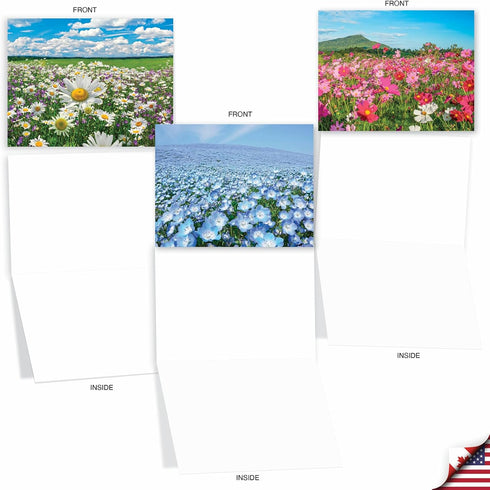 The Best Card Company - 20 Landscape Nature Note Cards Blank (4 x 5.12 Inch) - Super Blooms AM7175OCB-B2x10