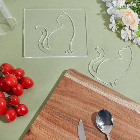2 5mm 5.9x6.7 Inch AHANDMAKER PCS Acrylic Router Templates Transparent Cat Router Template, Thick Router Inlay Template