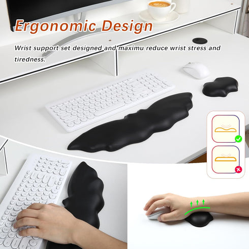 Keyboard Wrist Rest - Soft Leather Halloween Bat Wrist Pad for Mouse Wrist Rest with Non-Slip Base, Wrist Pad