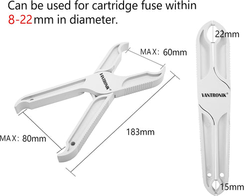 VANTRONIK Fuse Puller Tool for Large and Medium Cylindrical Fuse, Insulated Non-slip Grip Handle, 7.2 Inch