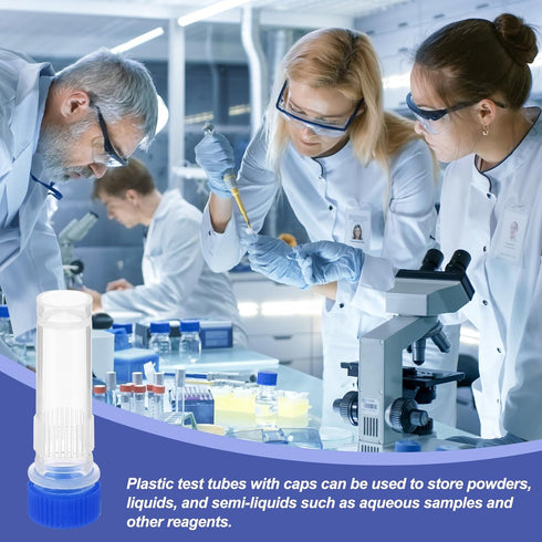 PATIKIL 1ml Plastic Cryogenic Vials, 25Pcs Self Standing Screw Top Frozen Test Tube, Blue Cap