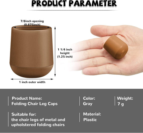 7/8 Inch Protectors(12 Pcs,Brown,7/8 Jetec Folding Chair Leg Caps Heavy-Duty Plastic Chair End Caps Non-marring