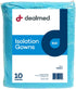 Dealmed Blue Isolation Gown – 10 Count of Disposable Medical Gowns, Blue Latex-Free, Perfect for Hospitals, Medical Facilities, and Physicians’ Offices (Pack of 10)