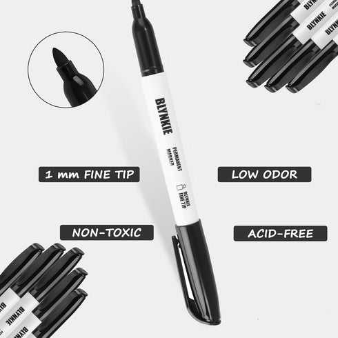 Permanent Markers Bulk Fine Tip 82 Pack, Waterproof Markers, Premium Smear Proof Pens, Quick Drying, Office Supplies for School, Office, Home by Blynkie