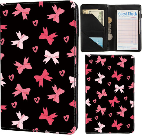 Server Books for Waitress,Cute Pocket Leather Money Organizer Note Pad Cash Bill