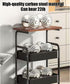 Mamba Travel 3-Tier 30in 2 Rolling Kitchen Cart - Lightweight Storage Cart with Solid Wood Tabletop & Lockable Wheels