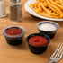 Golden Apple - 2oz Black Plastic Jello Shot Souffle Cups with Lids, BPA Free
