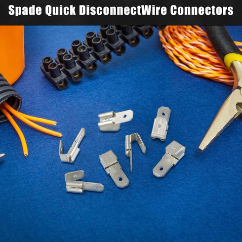 25 Pcs Double Piggyback Spade Connectors, Electrical Double Male Female Adapter Assortment Kit