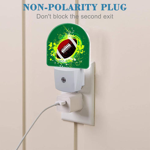 Uiaoiais Night Light for Kids Girls Boys, Abstract American Football LED Night Light Plug into Wall with Dusk to Dawn
