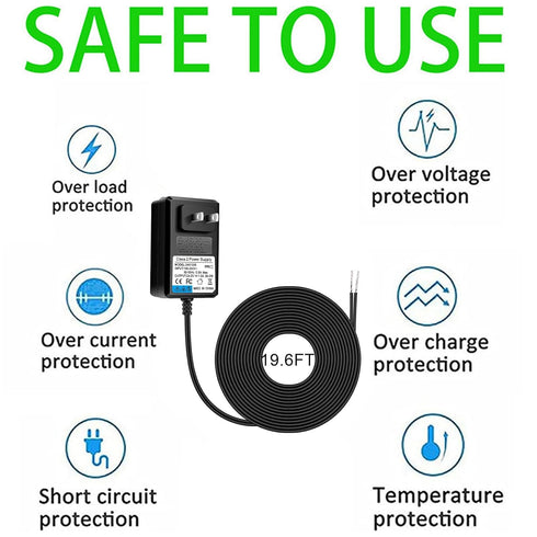 24V Doorbell Transformer 110V/120V AC to DC 24V Adapter with Connector for Ring Doorbell and LED Strip Light