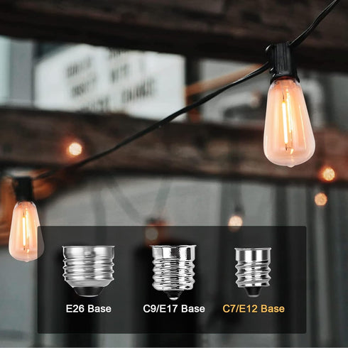 Edison LED Light Bulbs, 10 Pack ST38 Clear Replacement, Fits C7 E12 Screw Base, Vintage 0.6W Dimmable Waterproof