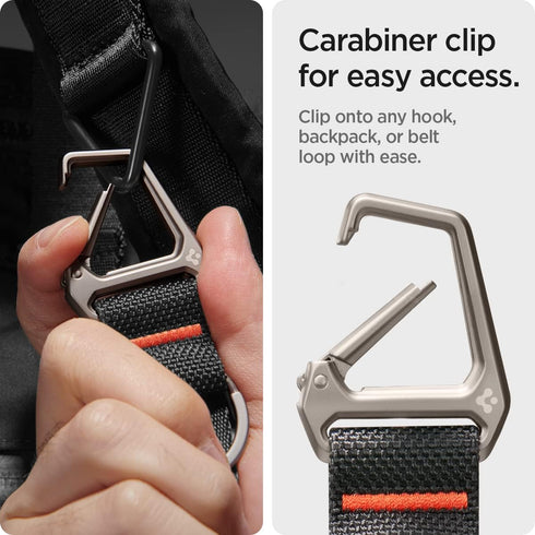 Spigen Life Carabiner Lanyard Keychain Strap for Keys ID Badge Wallet Holder - Black