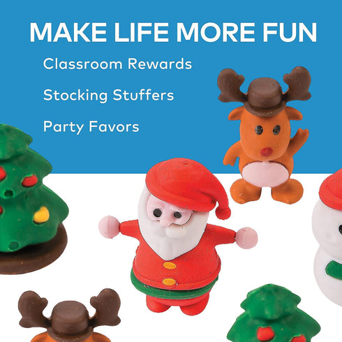 Christmas Character Erasers Set of 24 for Classroom Stationery Supplies and Stocking Stuffers