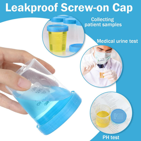 Geiserailie 100 Pack Disposable Urine Cups with Lids, 4 oz Specimen Containers with Tamper Evident Seal