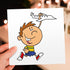 Cartoon Boy with Toy Airplane Greeting Card