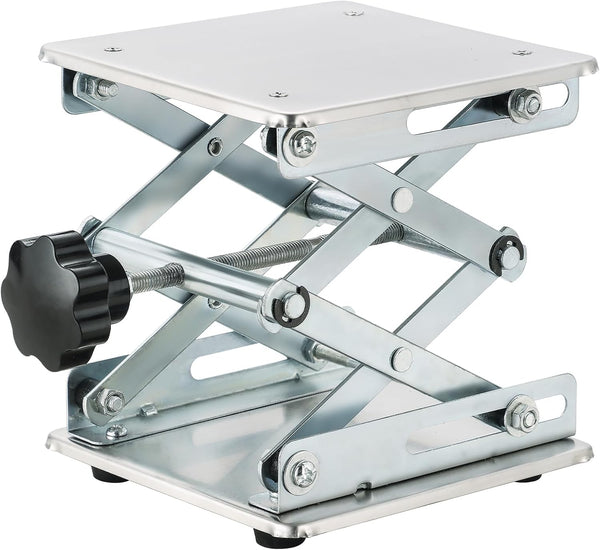 6" x 6" Stainless Steel Lab Jack Scissor Stand Platform, Expandable Lift Height Range 2.9"/75mm to 10"/260mm