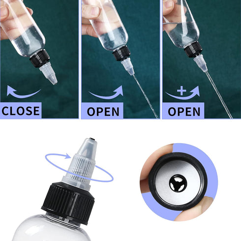 32 Pack 4oz Boston Dispensing Bottles, Empty Round LDPE Plastic Squeeze Dropper Bottles with Twist Top Cap