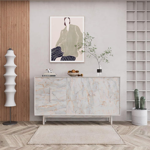 Blue Gold Marble Contact Paper for Countertops, Waterproof Removable Wallpaper Peel and Stick Granite Contact Paper