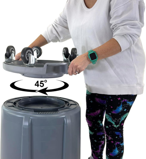 5 460 Lb. Trash Can Dolly | Heavy-Duty Plastic | Casters | Foot Stabilizer | Capacity