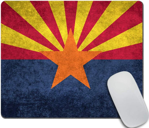 Office Mouse Pad Custom, Arizona State Flag with Distressed Vintage Textures, Gaming Mouse Pad 9.5 x 7.9 Inch