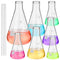 9 Pack Glass Erlenmeyer Flask Set with Glass Stirring Rod, 7 Sizes, Borosilicate Glass for Lab Chemistry
