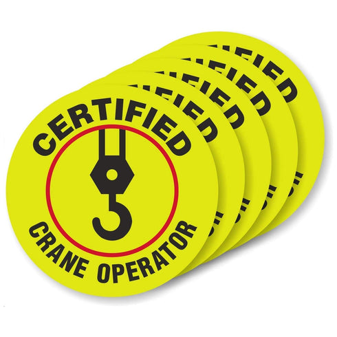 SmartSign Certified Crane Operator Hard Hat Labels, Pack of 5, Retro-Reflective, 2" Circle