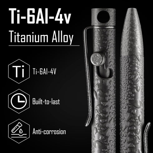 KeyUnity KP05SW Bolt Action Pen with Clip, Titanium Alloy EDC Pocket Pen, Retractable Metal Ballpoint Pen for Everyday