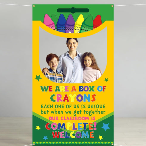 Back to School Crayon Box Photo Booth Decoration Frame Giant First Day of School Crayons Box Photo Backdrop Crayons