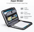 Round Ring 3-Inch Zipper Binder with Expanding Files and Handle, Shoulder Strap Included, Black