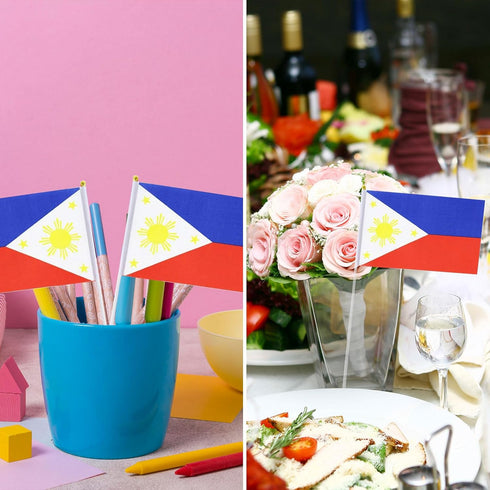 Philippines Flag Mini Handheld Flags on Stick - Ideal for Party Parades & Sports Events