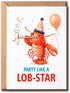 ZGLDesigns Cute Lobster Birthday Card - Party Like A Lob-Star - Funny Celebration