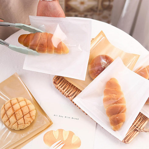 100 Pack 8.3x10'' Paper Bread Bags for Homemade Bread, Heat-Sealable Bakery Bags with Clear Front Window and Label Seal