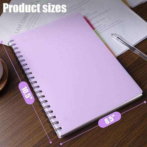 Koogel Hardcover Spiral Notebook with Tabs, 8.5x11inch College Ruled Journals with Deviders Subject Project Spiral Notebook Perforated Edges for School Office, Purple by Koogel
