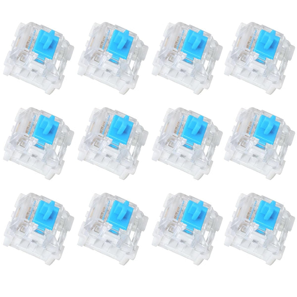 Josojoou 12 Pieces Blue Mechanical Keyboard Switches, 3 Pin Pre-Lubricated Clicky Key Switches,