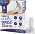 6 Pack 12 x 9 ft Extra Large Painter s Plastic Drop Cloth, Light & Durable Dust Cover, Plastic Floor Protector