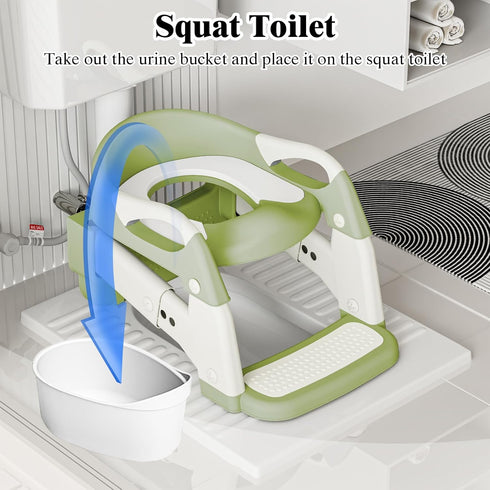 XIGGA 3 1 2-level in Potty Toilet Training Seat with Adjustable Steps, Equipped with Waterproof Cushion and Non Slip