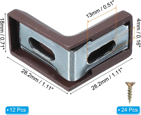 12 Pack PATIKIL Metal Corner Braces, L-Shape Bracket Right Angle Board Holder Shelf Support with Plastic Cover