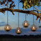 TWINKVILLA Solar Hanging Lanterns Outdoor Waterproof, Rust Iron Ball Candle Holder with Flickering